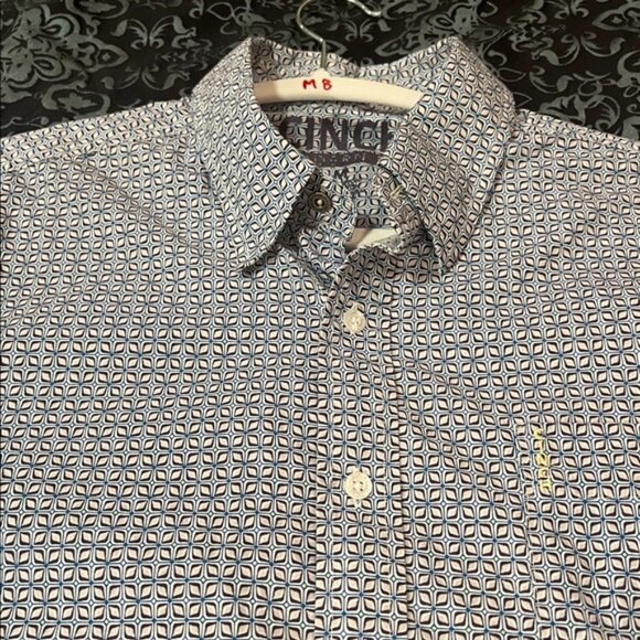 CINCH Men's Blue Patterned Button-Down Shirt, very nice, size medium - Picture 5 of 7